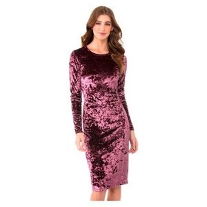 Michael Kors Cordovan Panne Stretch Crushed Velvet Midi Dress